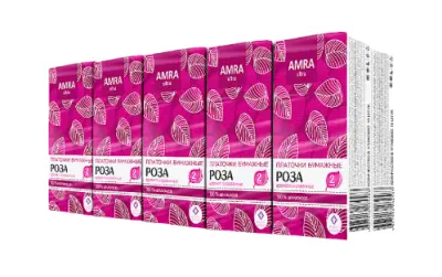 Amra платочки бумажные двухслойные белые с ароматом розы 1 уп по 10 шт 