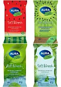 Aura tropic cocktail освежающие влажные салфетки 15 шт в ассортименте