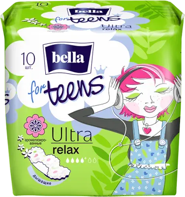 Прокладки гигиенические супертонкие BELLA FOR TEENS Relax, 10шт 