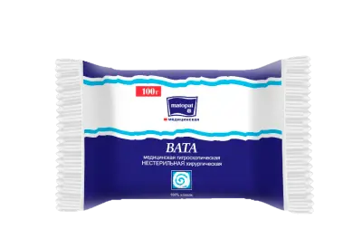 Вата хлопковая BELLA 100г, 100% хлопок в рулоне 