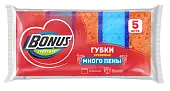 BONUS крупнопористые губки для мытья посуды много пены  5 шт