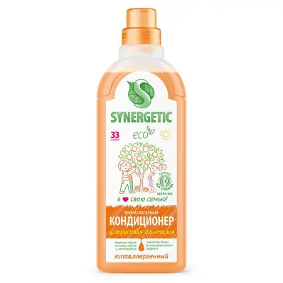 Synergetic кондиционер ополаскиватель для белья цитрусовая фантазия 1 л 33 стирки 