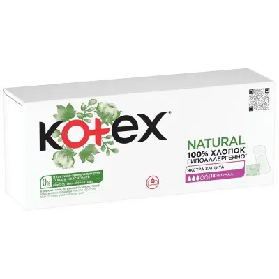 Kotex natural нормал прокладки ежедневные экстра защита 18 шт 
