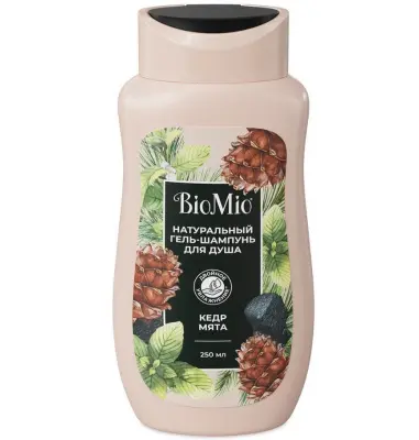 BioMio men натуральный гель шампунь для душа с эфирными маслами мяты и кедра 250 мл 