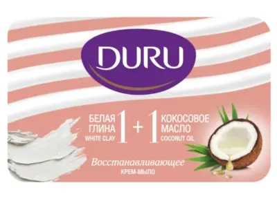 Duru туалетное мыло 1+1 Белая глина и Масло кокоса Soft Sensations 80г 