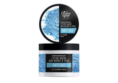 Особая серия омолаживающее густое мыло для волос и тела на голубой глине anti age 500 мл 