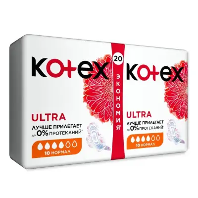KOTEX прокладки гигиенические ультра сетч нормал fast absorb 20 шт 
