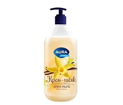 Aura крем мыло шелк и ваниль silky cream флакон дозатор 1000 мл 