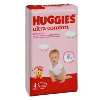 Huggies Ultra Comfort подгузники для девочек 8-14 кг 4 размер 66 шт 