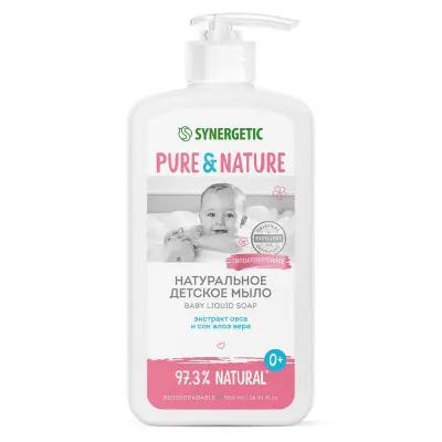 Synergetic натуральное гипоаллергенное детское жидкое мыло 0+ 500 мл 