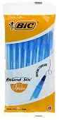 BIC Ручка Раунд Стик , средняя линия, син, (пак. 8шт)