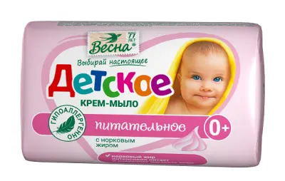 ВЕСНА детское крем мыло питательное с норковым жиром 90г 