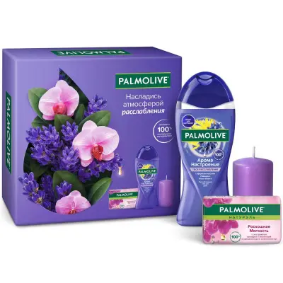 Palmolive пн твое расслабление и роскошная мягкость гель для душа 250 мл+туалетное мыло 90 гр+свеча парафиновая 