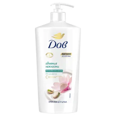 Дав крем гель для душа бессульфатный фисташковый крем и магнолия для всей семьи с сывороткой тройного увлажнения 610 мл 