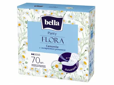 Bella прокладки ежедневные panty flora camomile 70 шт уп с экстрактом ромашки 