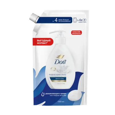 Дав крем мыло жидкое красота и уход 1000 мл дой пак 