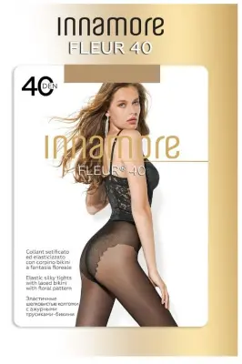 INNAMORE колготки  fleur 40  daino 5  с кружевн шорт  и ластовицей 12% эластана 