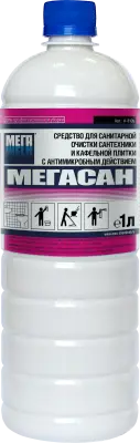 Мегасан средство для санитарной очистки сантехники и кафельной плитки с антимикробным действием 1 л 