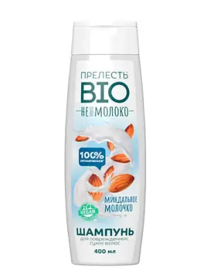 Прелесть био шампунь миндальное молочко  для поврежденных сухих волос 400 мл 