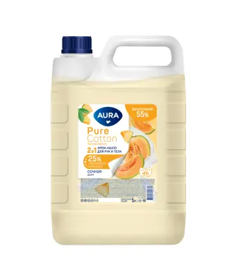 Aura крем мыло 2 в1 для рук и тела сочная дыня канистра 5000 мл 