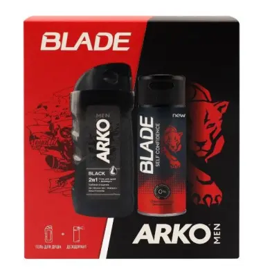 Arko men подарочный набор гель для душа black 260 мл + blade дезодорант self confidence 150 мл 