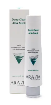 Aravia Professional маска очищающая с глиной и aha кислотами для лица deep clean aha mask 100 мл 