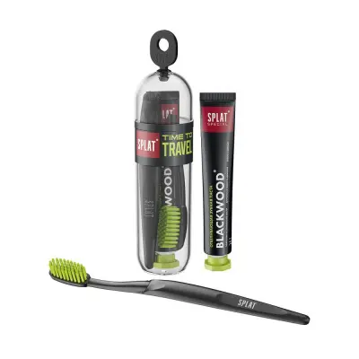 Splat дорожный набор зубная щетка splat travel средняя+зубная паста серии special черное дерево 25 г 