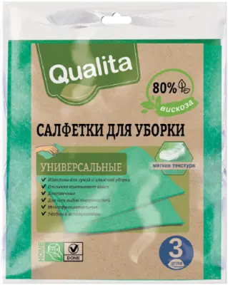 Qualita салфетки вискозные eco life 3 шт 